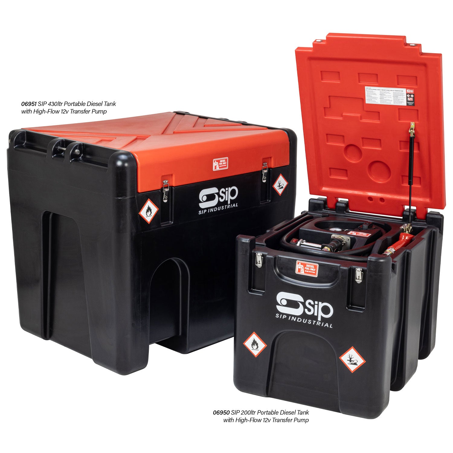 SIP 430ltr Portable Diesel Tank with High-Flow 12v Transfer Pump