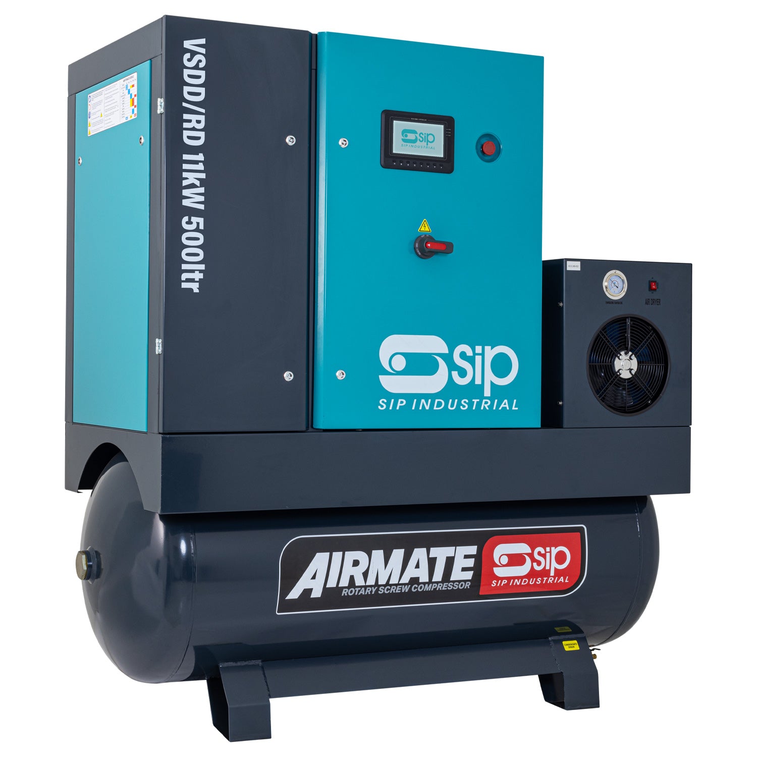 SIP 08277 VSDD/RDF 11kW 8bar 500ltr 400v Rotary Screw Compressor with Dryer & Filter