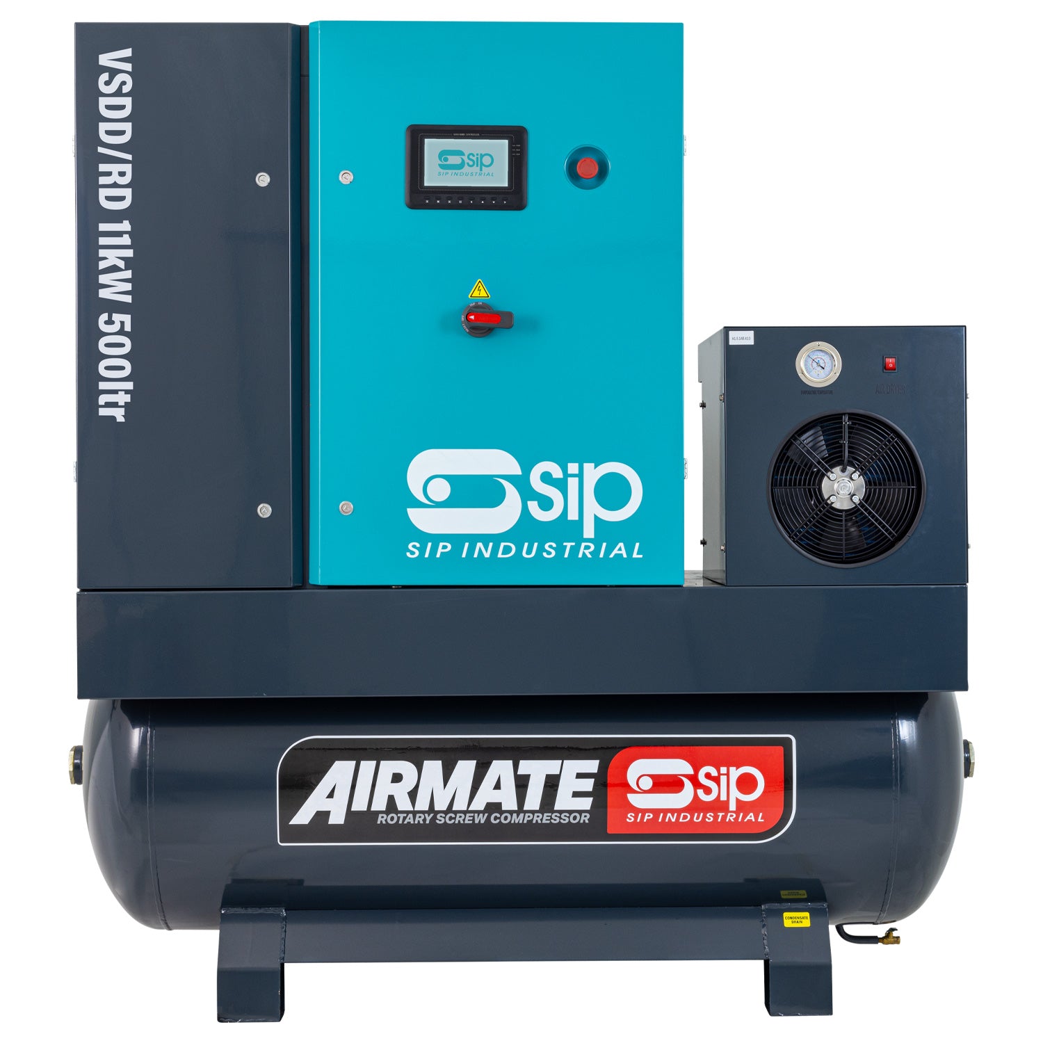 SIP 08277 VSDD/RDF 11kW 8bar 500ltr 400v Rotary Screw Compressor with Dryer & Filter