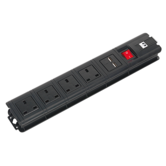 Sealey EL34USBB 2.6m Extension Lead with USB Ports - Black