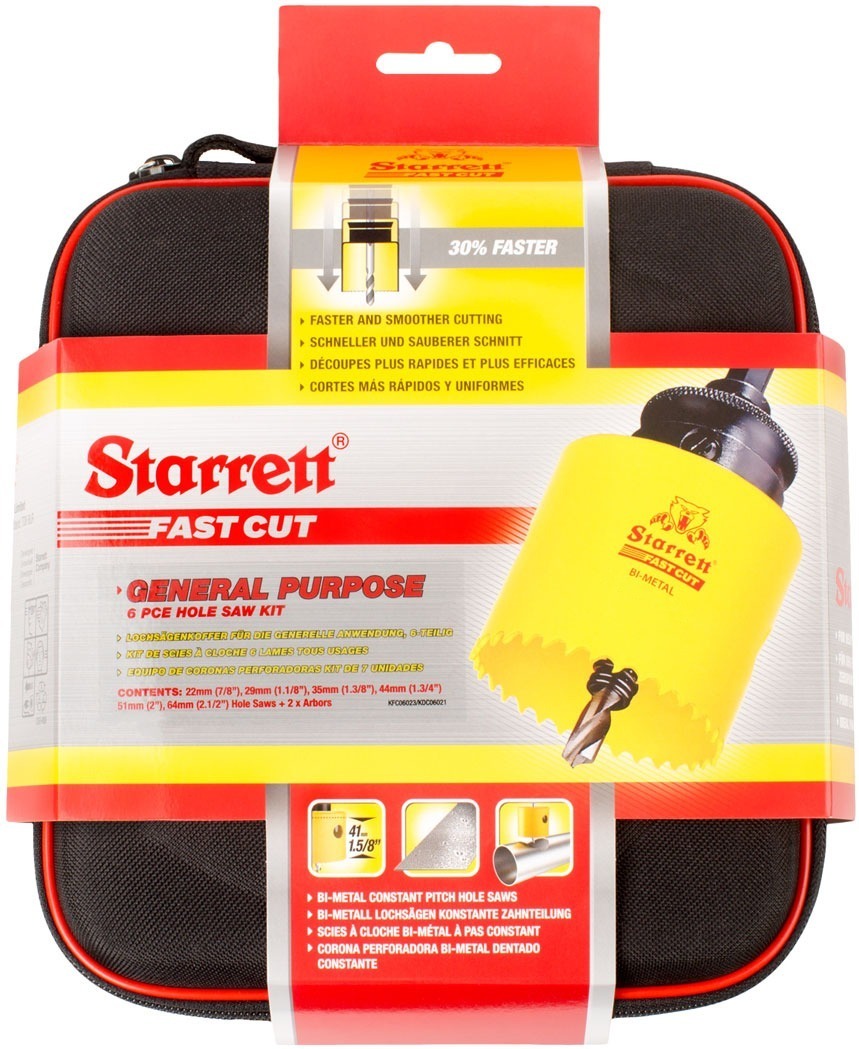 Starrett General Purpose 8pc Fast Cut Holesaw Kit KFC06023