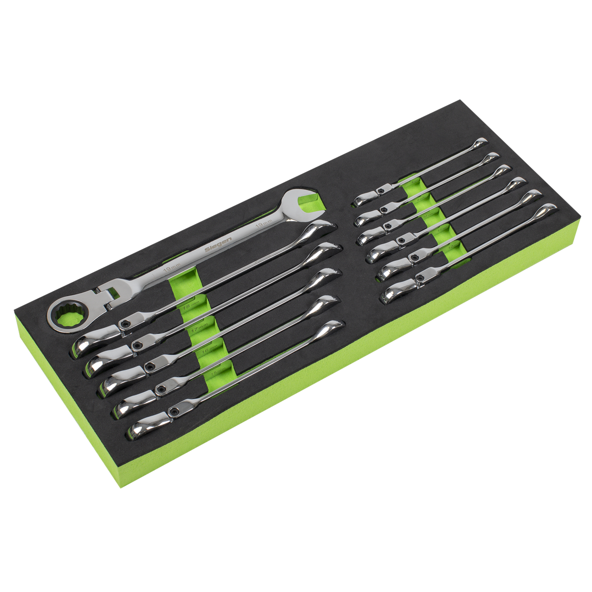 Sealey S0635 Siegen Flexi-Head Combination Ratchet Spanner Set 12pc