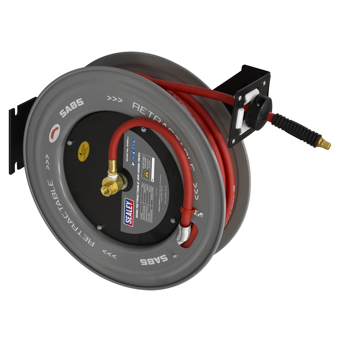 Sealey SA85 20m Retractable Rubber Air Hose with Steel Reel 10mm ID