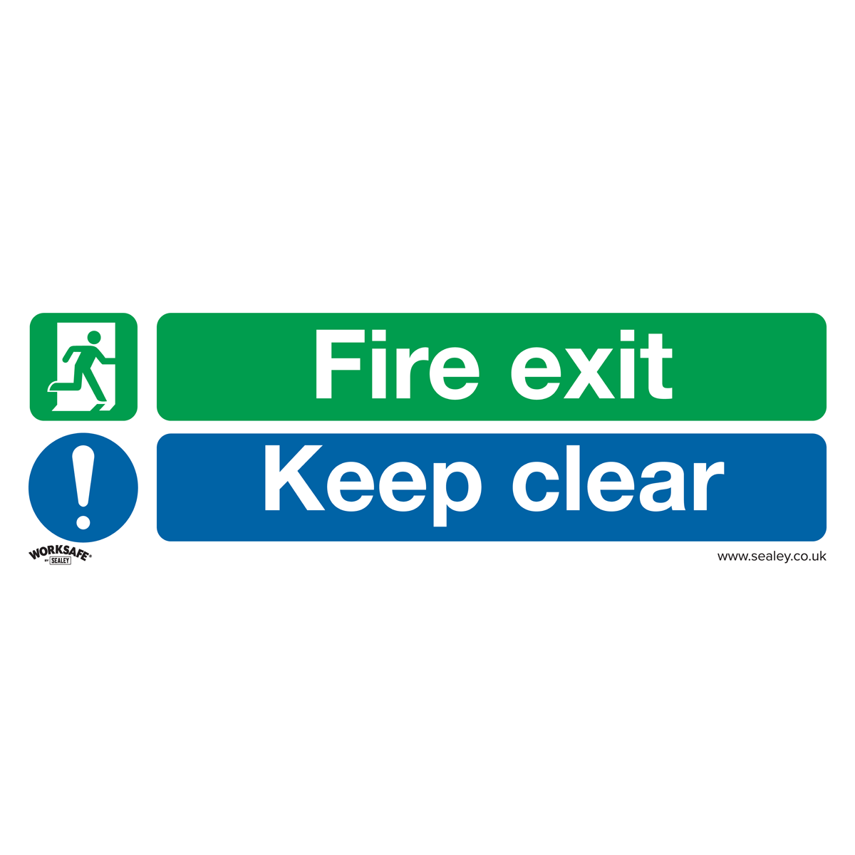 Sealey SS32P1 Safe Conditions Safety Sign - Fire Exit Keep Clear (Large) - Rigid Plastic