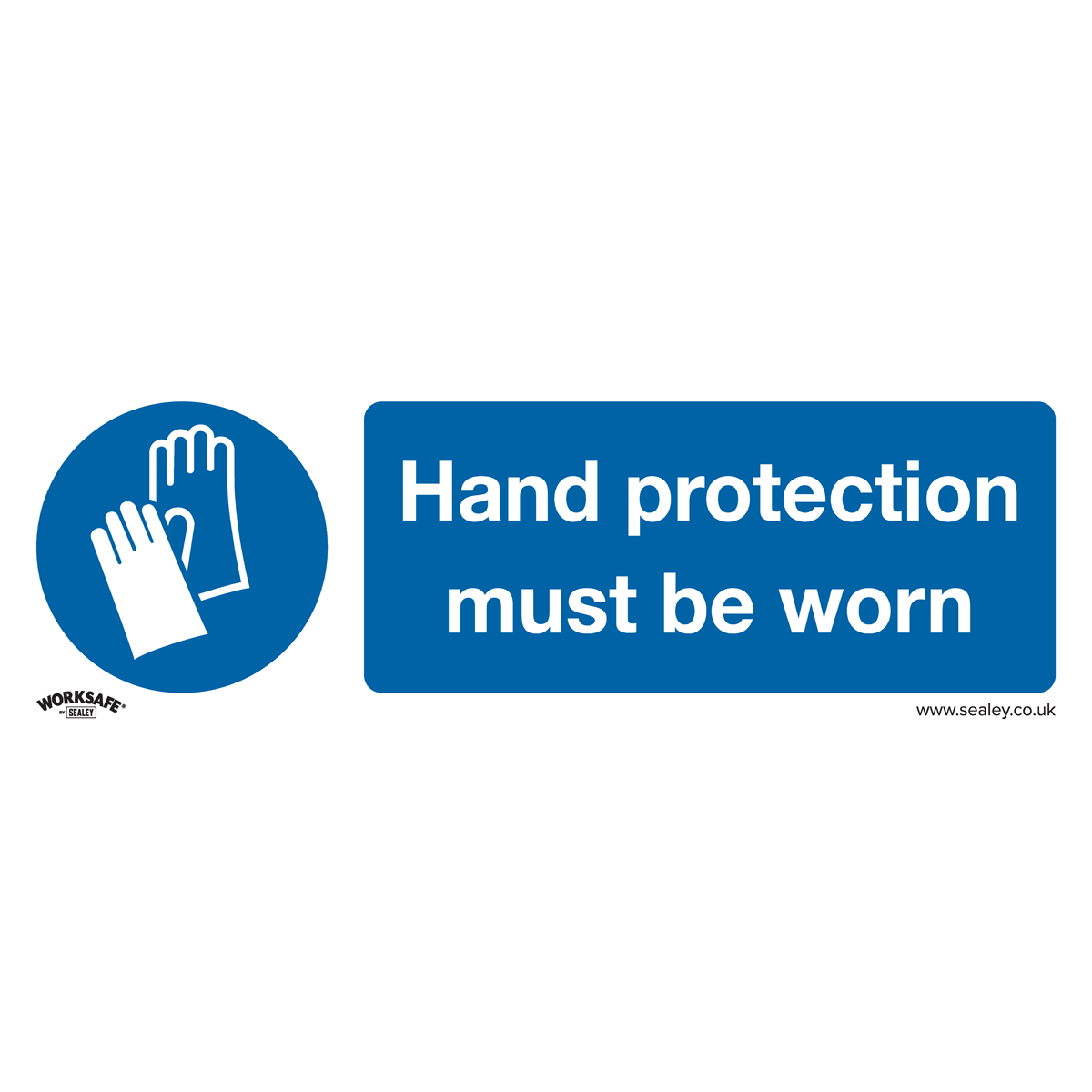 Sealey SS6V10 Mandatory Safety Sign - Hand Protection Must Be Worn - Self-Adhesive Vinyl - Pack of 10