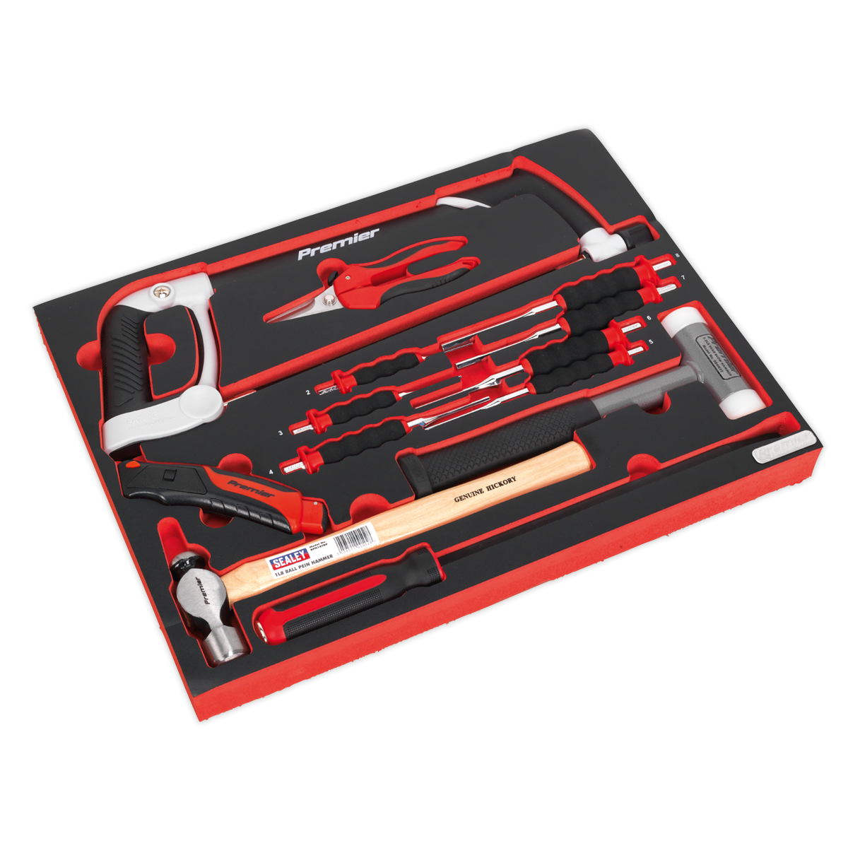 Sealey TBTP06UK Tool Tray with Hacksaw, Hammers & Punches 13pc