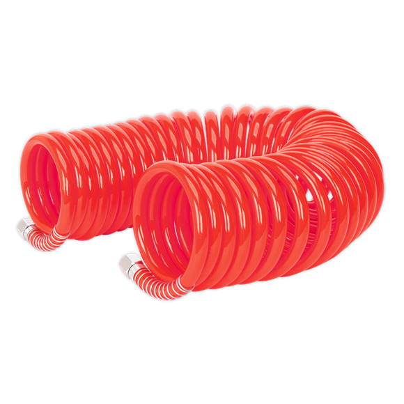Sealey AH10C/8 PU Coiled Air Hose 10m x Ø8mm with 1/4"BSP Unions