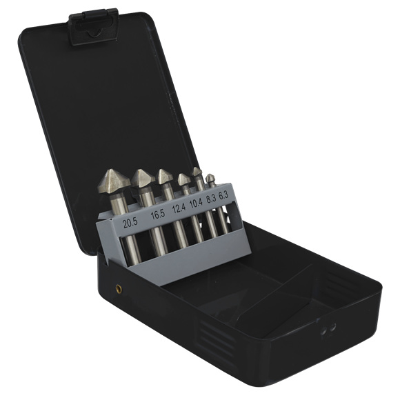 Sealey CSSET6V Countersink Bit Set 6pc - 3 x V Flutes