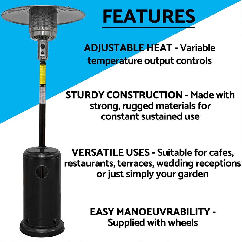Dellonda Outdoor Garden Gas Patio Heater 13kW Commercial & Domestic Use, Black