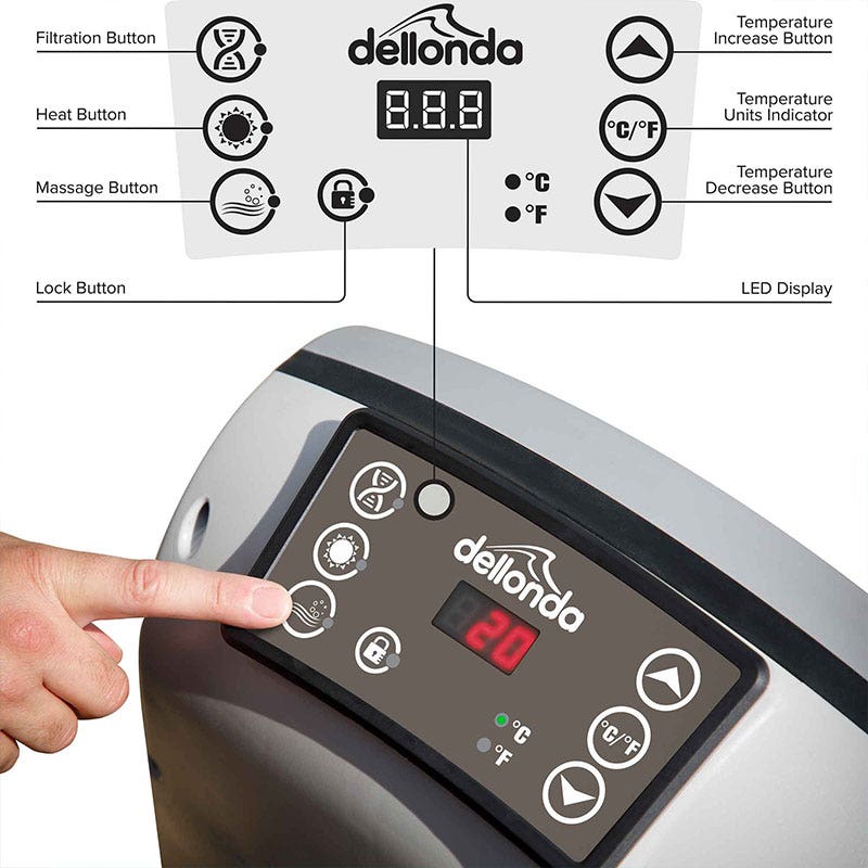 Dellonda 4-6 Person Inflatable Hot Tub Spa with Smart Pump - Rattan Effect