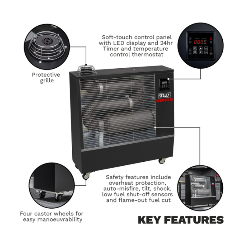 Sealey IR13 Industrial Infrared Diesel Heater 13kW