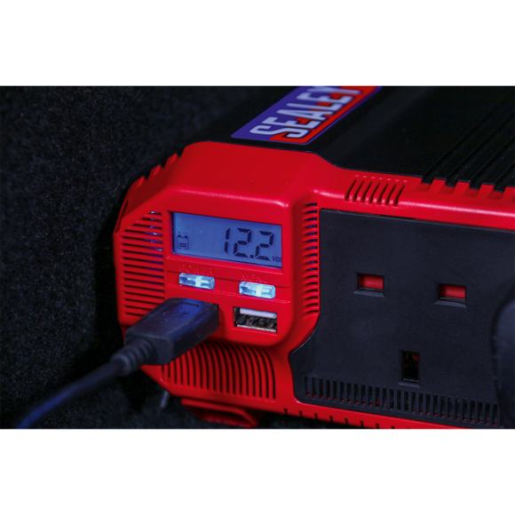 Sealey PI1500 Power Inverter Modified Sine Wave 1500W 12V DC - 230V 50Hz
